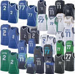 Kyrie Irving 2 Luka Doncic 77 Basketball Jersey Stitched Jerseys Black White Blue Navy 2023