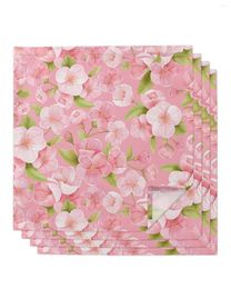 Table Napkin 4pcs Spring Pink Peach Blossom Square 50cm Party Wedding Decoration Cloth Kitchen Dinner Serving Napkins