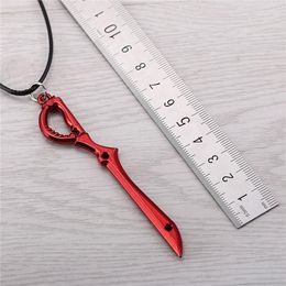 Pendant Necklaces Julie 10Pcs/lot Arrival Anime Kill La Pendants Rope Chain Red Scissors Alloy Necklace For Fans