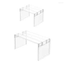 Kitchen Storage Clear Divider Rack Stackable Double Layer Transparent For Home Refrigerator Cabinet Food Organisers