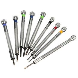 Freeshipping Newest 9Pcs/lot 05mm-25mm Watch Glasses Flat Blade Slotted Screwdriver Repair Tools Set High Quality Rvcrg