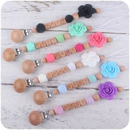 Beech Wood Chew Beads Pacifier Clips Chain Holder Cute Soother Chains Baby Teething Toy Baby Chew Pacifiers