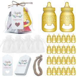 Creative feeding bottle openers With card & Mesh bag & rope Baby Gift Party Decoration Baptism Birthday Gift Souvenir bottle opener