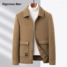 Men's Jackets High-quality Wool Jacket For Men Autumn Winter Solid Colour Single-breasted Tooling Woollen Korean Man Clothing 2023