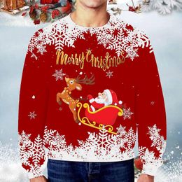 Men's Hoodies Christmas Graphic Pullovers Santa Claus Sweetshirts Navidad Jumper Baggy Hood Snowflake Red Leisure Celebration Sudaderas