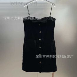 Women's Jeans designer High version 2023 new Amber Kuo same bow velvet suspender midskirt dress women IMUU