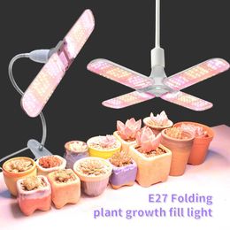 Grow Lights 24W 36W 48W Foldable LED Grow Light Full Spectrum E27 Plant Growing Light Phytolamp Bulb For Indoor Plants Flower Seedling P230413