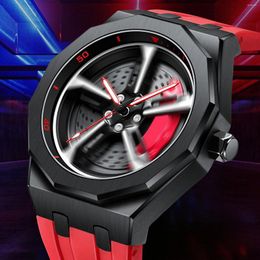 Wristwatches Relogio 3D 360° Spinning Man Watches Waterproof Rotate Car Rim Watch Quartz Men's Sports For Men Clock Reloj Hombre