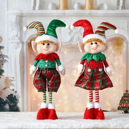 Christmas Decorations Big Size Christmas Retractable Plush Leg Elf Doll Red White Xmas Doll Ornament Kids Gifts Home Fireplace Doll Navidad Xmas Decor 231113