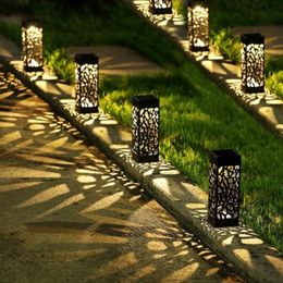 Lawn Lamps LED Solar Garden Light Outdoor Waterproof Lantern Christmas Lighting Passage Decoration Square Hollow