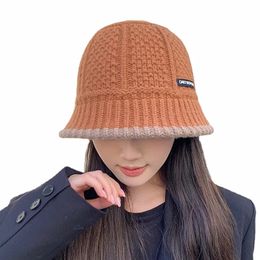 Wide Brim Hats Bucket Womens Hat Winter Warm Fisherman Female Fashion Korean Version Knitted Beanie Retro Panama Cap For Women 231113
