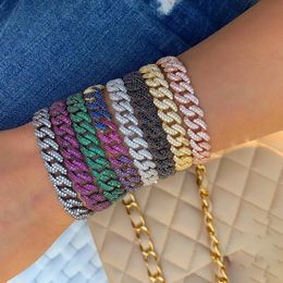 Bangle Iced Out Sparking Bling 5A Cubic Zirconia Miami Cuban Chain Geometry Charm Bracelets For Hip Pop Women Men Fashion Party Jewelry 231113