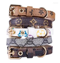 wholesale Dog Collars Collar Leashes Classic Presbyopia Designer Letters Pattern Print PU Leather Fashion Casual Adjustable Dogs Cats Neck Strap Cute batamiu