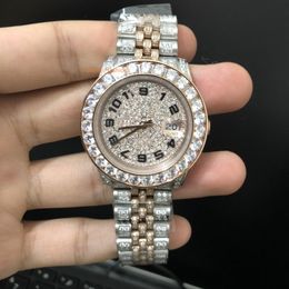 Men's Automatic Mechanical Watch Iced Out Diamond Hip-hop Rap Style Fashion Watch Digital Scale Handmade Diamond Inlaid Stainless Steel Watches