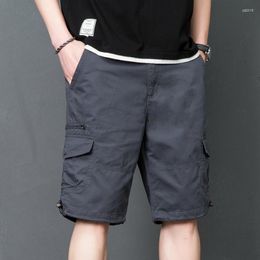 Men's Shorts Stylish Men's Knee Length Side Baggy Multi-Pockets Design Male Solid Short Pants In Black Khaki Army Green Grey Underwear