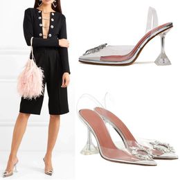 Quality Transparent PVC Women Sandals Pointed Clear Crystal Cup High Heel Stilettos Sexy Pumps Summer Shoes Peep Toe Women Pumps Size 43