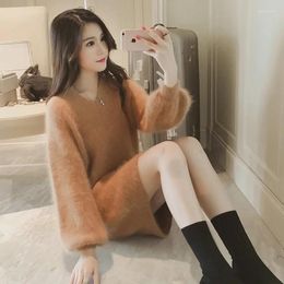 Women's Sweaters Fall 2023 Womens Sweater Chic Oversized Loose Knit Pullover Women V Neck Winter Thick Warm Christmas Brown For