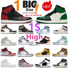 2024 Dark Mocha 1 1s High Bred Banned Basketball Shoes Big Size 14 15 16 Heritage Reverse Shattered Backboard Designer Sneakers Panda Royal Men Larger Sizes 48 49 50