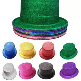 jazz magician hats kids Gold powder top party hat classic black red pink green yellow purple children masquerade show cap