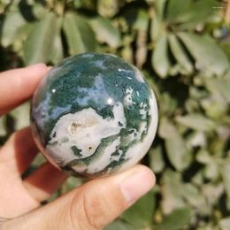 Decorative Figurines Natural Moss Agate Healing Chakra Stones Ball Crystal Quartz Reiki Energy Meditation Sphere