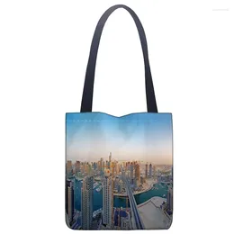 Evening Bags Custom Dubai Handbag Print Canvas Fabric Tote Bag Customized Eco Single Shoulder Made Shopping