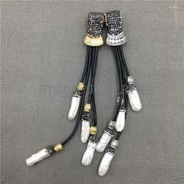 Pendant Necklaces MY0139 Pearls Stick Tassel With Sliver&G Plate Pave Rhinestone Purl Macrame For Jewellery Making