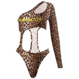 Women lingerie sexy underwear leopard print Pyjamas seductive one-piece hollow lingerie femme sexy
