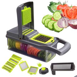 Fruit & Vegetable Tools Mtifunction Vegetable Cutter Tools Steel Blade Potato Slicer Fruit Peeler Dicing Blades Carrot Cheese Grater C Otosc