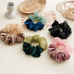 Woman High-grade Velvet Gauze Patchwork Elastic Hairband Girls Washing Face Scrunchies Hairband Lady Hair Ties Ponytail Holder