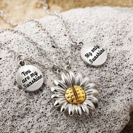 Pendant Necklaces Silver Plated Matching Sunflower Necklace For Women Girls You Are My Sunshine Friends Couple Neck Jewelry Gift