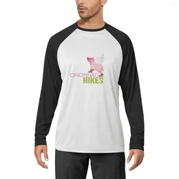 Men's Polos Cincinnati Hikes Pig And Title Long Sleeve T-Shirt Korean Fashion Graphics T Shirt Mens White Shirts