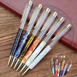 DIY Pen Marble Crystal Ballpoint Pens Handmade Self-Assembling Sand Shell Glitter Foating dh87