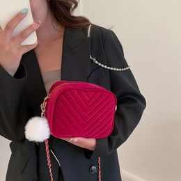 Evening Bags Fashion Chain Shell Shoulder Luxury Designer Velvet Plaid Quilted Women's Small Handbag Casual Solid Colour Crossbody Bag