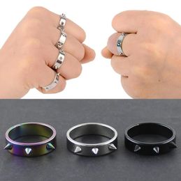 Trendy Self Defense Rings Punk Gothic Hip Hop Style Stainless Steel Ring For Men Women Spiked Jewelry Party Gifts