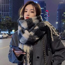 Scarves Women Autumn Winter Thickened Coldproof Warm Scarf Korean Style Girls Fashion Shawl Classic Tassels Plaid Soft