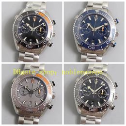 6 Color Automatic Chronograph Watch Men's 45.5mm 600m Black Dial Orange Ceramic Bezel Stainless Steel Bracelet OM Factory Cal.9900 Movement Chrono Sport Watches