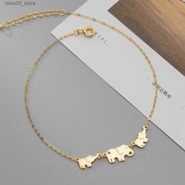 Anklets Real 925 Sterling Silver Glossy Big and Small Elephant Anklet Mom and Babies Elephants Ankle Bracelets Foot Chains for Women Q231113