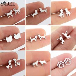 Stud Small Cute Chihuahua Dog Earrings Stud for Women Kids Everyday Jewellery Fashion Dachshunds Dog Paw Earings Animal Oorbellen P230411