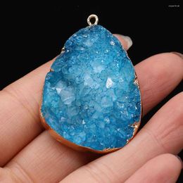 Pendant Necklaces Natural Druzy Agate Charms Water Drop Shape For Women Jewellery Making DIY Necklace Earrings Accessories 30x45mm