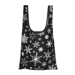 Shopping Bags Christmas Fabric Snow Women's Casual Shoulder Bag Large Capacity Tote Portable Storage Foldable Handbags