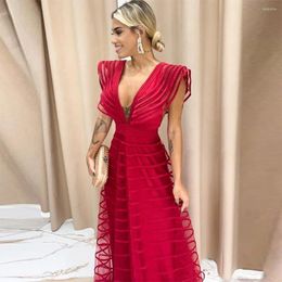 Party Dresses Sevintage Elegant Prom V-Neck Cap Sleeves A-Line Saudi Arabic Women Evening Gowns Special Occasion Dress 2023