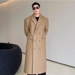 Men's Trench Coats coat Men Designer Double Breasted Long Imitation Leather Coat Mens Streetwear Chic Vintage Loose Windbreaker Jacket 230413