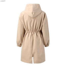 Women's Trench Coats Women's Long Trench Coat Windproof Classic Lapel Slim Overcoat Business Casual Dress for Women WorkL231112