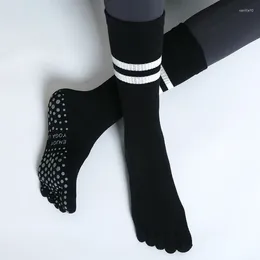 Athletic Socks Five Toes Women Pilates Casual Striped Cotton Breathable Gym Fitness Dance Sports Silicone Non-slip Yoga