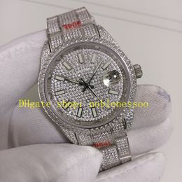 2 Style Diamond Watch Real Photo for Mens 41mm Sapphire Crystal Full Diamond Dial Bracelet 904L Steel 116334 TW 2824 Movement Automatic Watches Wristwatches