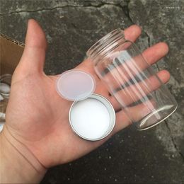 Jewelry Pouches 100ml Customized Glass Jars Chromatic Aluminium Cap Empty Clear Vitreous Vials Refillable Containers 12pcs