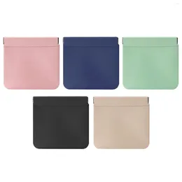 Cosmetic Bags 5pcs Squeeze Top Coin Purse Earphone Portable Pocket Bag Automatic Closing Travel Multifunctional PU Leather Waterproof