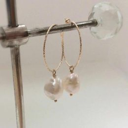 Dangle Earrings Fashion Natural White Large Pearl Freshwater Gold Women VALENTINE'S DAY Holiday Gifts Hook CARNIVAL Christmas