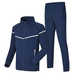 Men's Tracksuits Set Spring Autumn Men Cotton Sportswear Suit 2 Piece Tracksuit Jacket Pants Male Casual Sweatsuit Asian SizeMen's