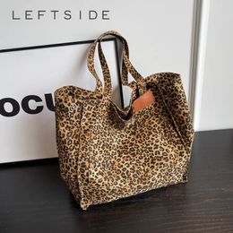 Evening Bags LEFTSIDE Leopard Design 2023 Korean Fashion Shopper Big Shopping for Women Handbag Lady Shoulder Bag Large Capacity 231113